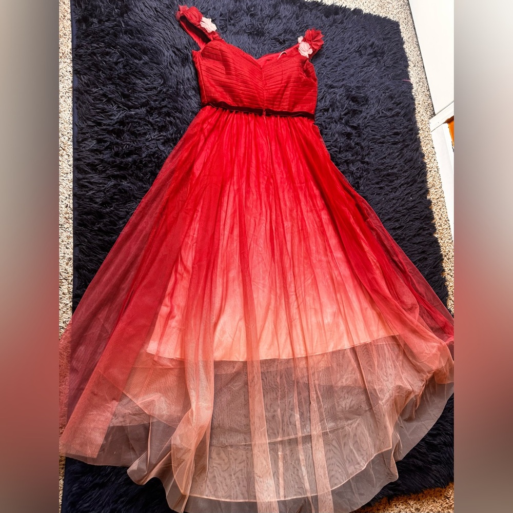 NWT MARCHESA NOTTE Off-the-shoulder appliquéd dégradé tulle gown. Size 10 - Picture 7 of 11